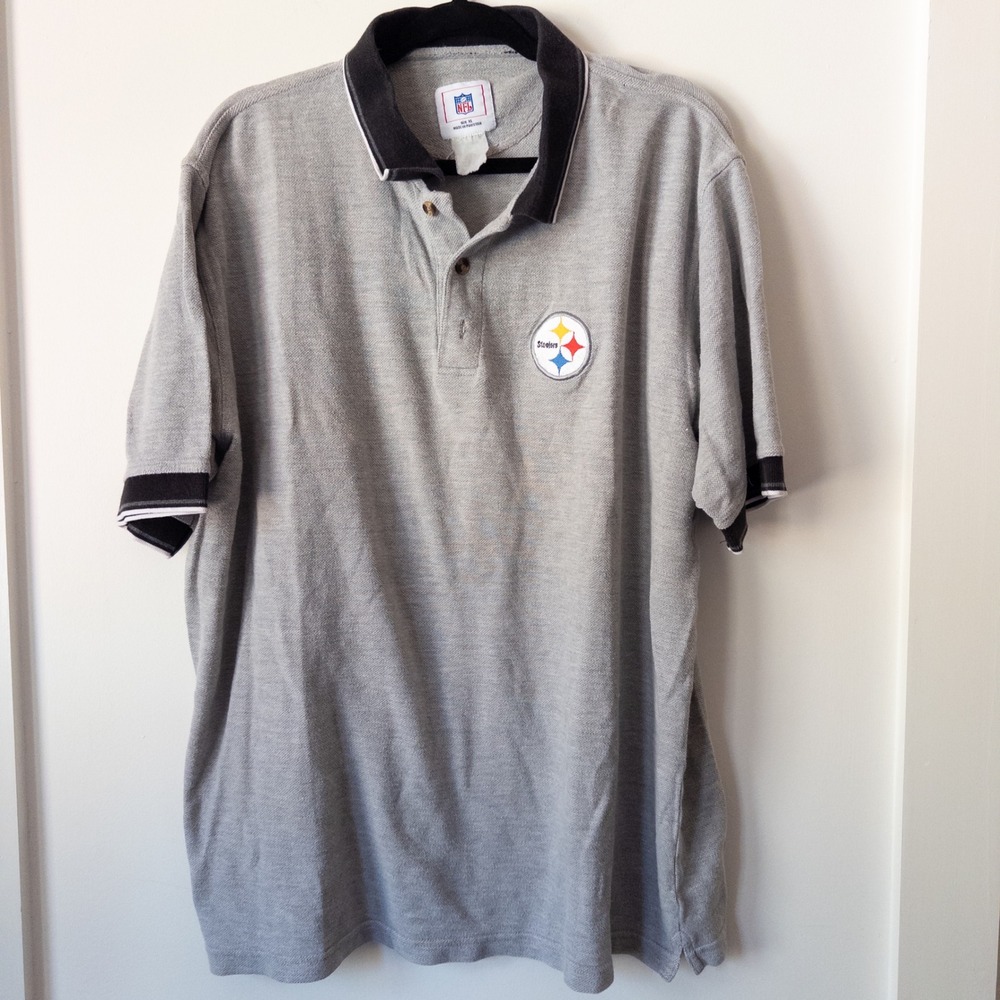 Vintage‎ Pittsburgh Steelers NFL Polo Shirt XL Embroidered Logo 90s Oversized